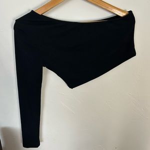 Black One Shoulder Cropped Top - MEDIUM